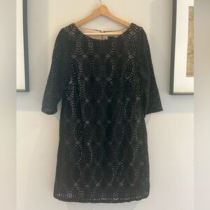 Short JH Black Lace overlay Dress w/ neutral lining: Holiday Party-Wedding Guest